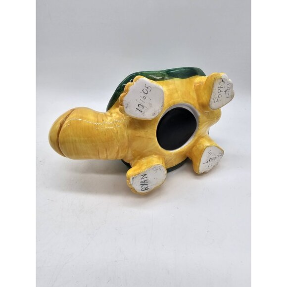 Vintage Ceramic Turtle Piggy Bank Kitschy Handmade Children's Nursery - Picture 4 of 12